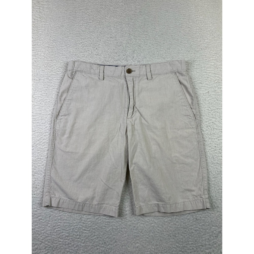 Banana Republic Emerson Shorts Mens 31 Beige Stripe Casual Flat Front Summer